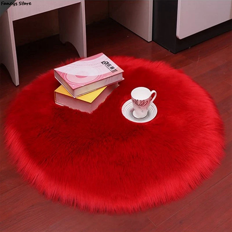 

30cm Diameter Soft Washable Blanket Carpet Soft Imitation Rabbit Fur Princess Round Blanket Nail Art Display Chair Cushion New
