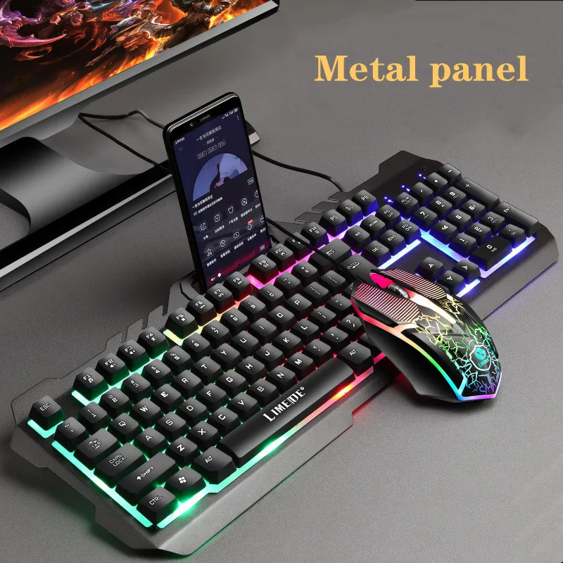 

Проводная клавиатура и мышь T21 с подсветкой, игровая Бесшумная механическая клавиатура для ПК, ноутбука, офисных игр