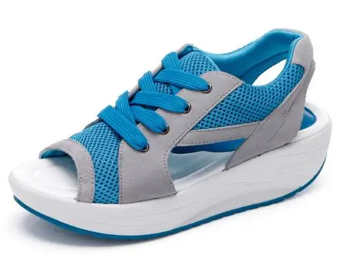 Летняя женская обувь на плоской платформе Сандалии танкетке Дышащая модная