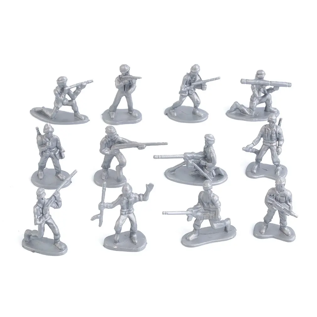 OCDAY 100pcs/Pack Military Plastic Action Figure Toy Soldiers Army Figures 12 Poses Toys Collection Good for Intelligence |