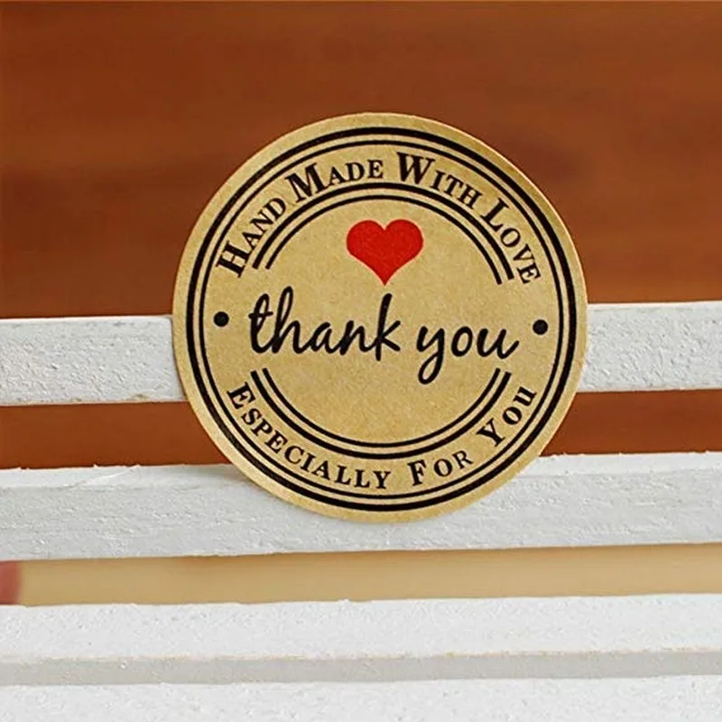 Круглый натуральный Крафт Спасибо стикер s 500 Этикетки в рулоне милые наклейки