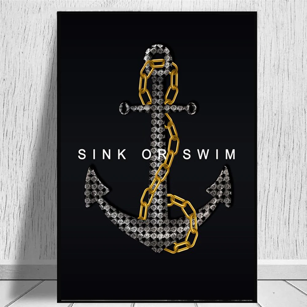 

Sink Or Swim Motivational Canvas Painting Wall Art Posters and Prints Living Room Decoration Mural Home Decor Pictures Cuadros