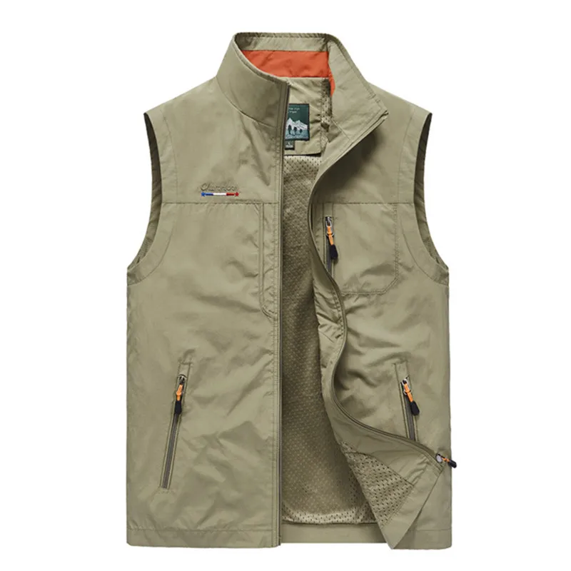 

Men's Waistcoat Jackets Vest 2021 Summer Man Thin Casual Zipper Climbing Hiking Work Sleeveless With Pocket Outdoor Fishing 5860