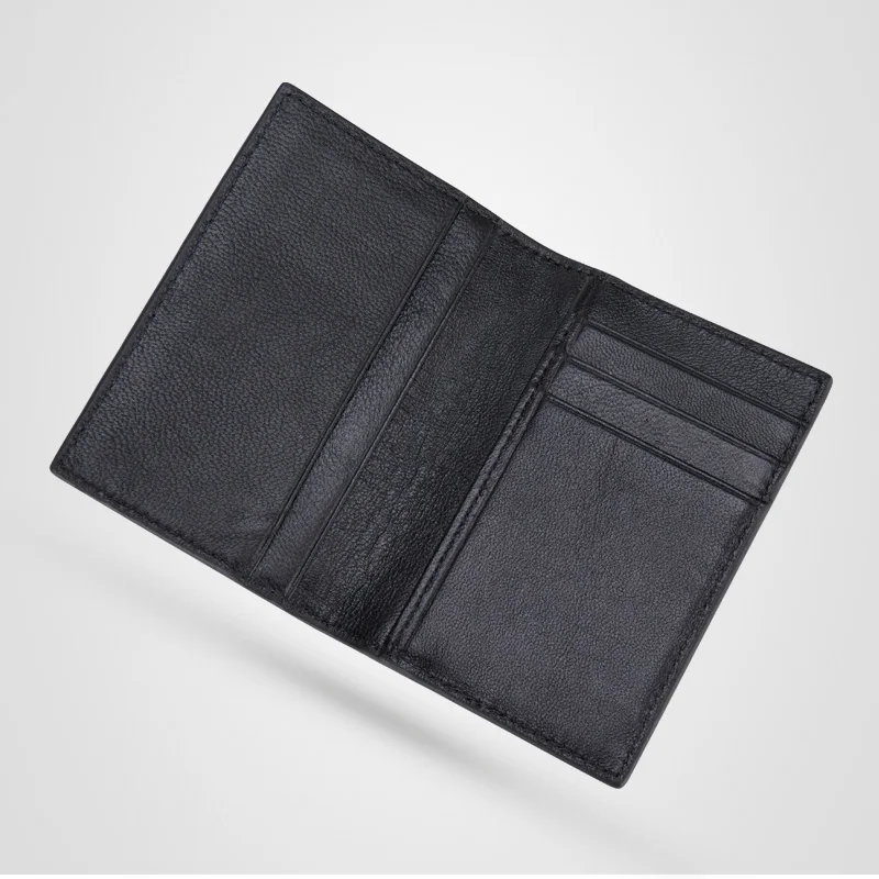 sheepskin genuine leather wallet ultra thin fold unisex purse credit id business bank purse handmade simple high quality handbag free global shipping