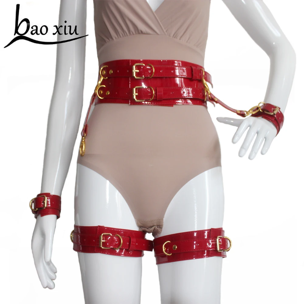 

Women Punk Rave Rock Leather Belt For Stocking Sexy Gold Buckle Harness Harajuku Gothic Leg Cage Body Straps Belts Suspenders