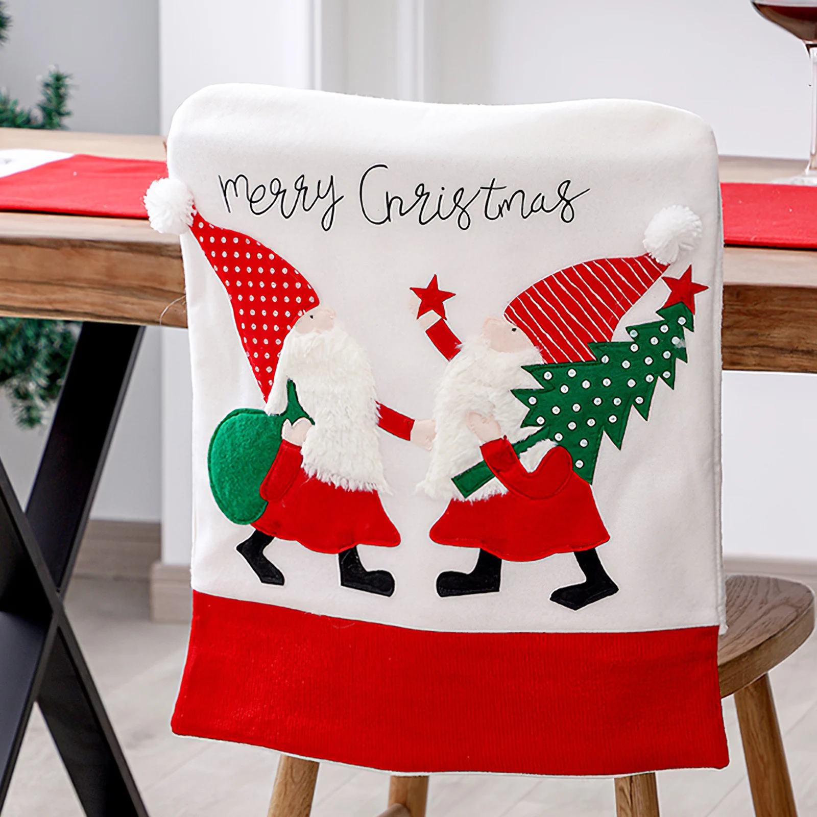 

Christmas Chair Cover Flannel Chair Slipcover Decorative Christmas Chair Sleeve Chair Decoration for Home Chair Christmas Decor