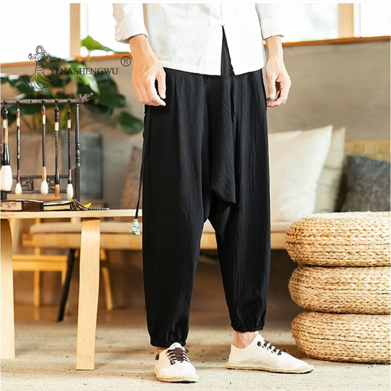 Мужские шаровары в японском стиле Kimonos Harajuku Yukata Beam Foot традиционные укороченные
