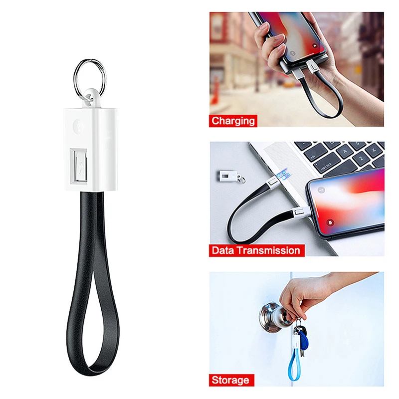 Фото Брелок Micro USB Type C кабель для iphone Sumsang Huawei брелок ключей USBC Короткие мини кабели