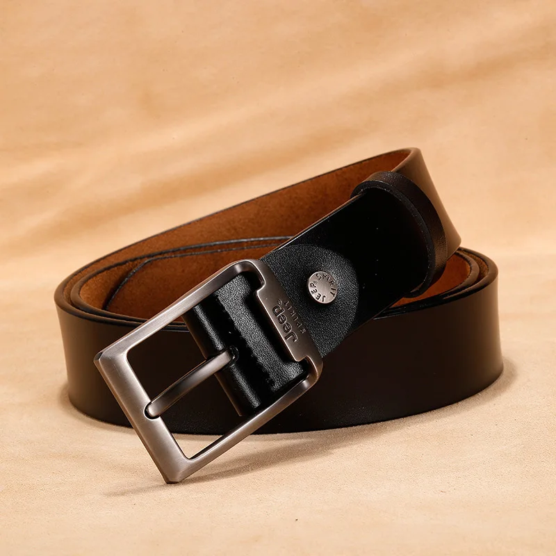 

Genuine Leather Belt Men Cowskin Split Leather Designer Waist Belt Business Casual Pin Buckle Luxury Brand Belt For Men 110-130