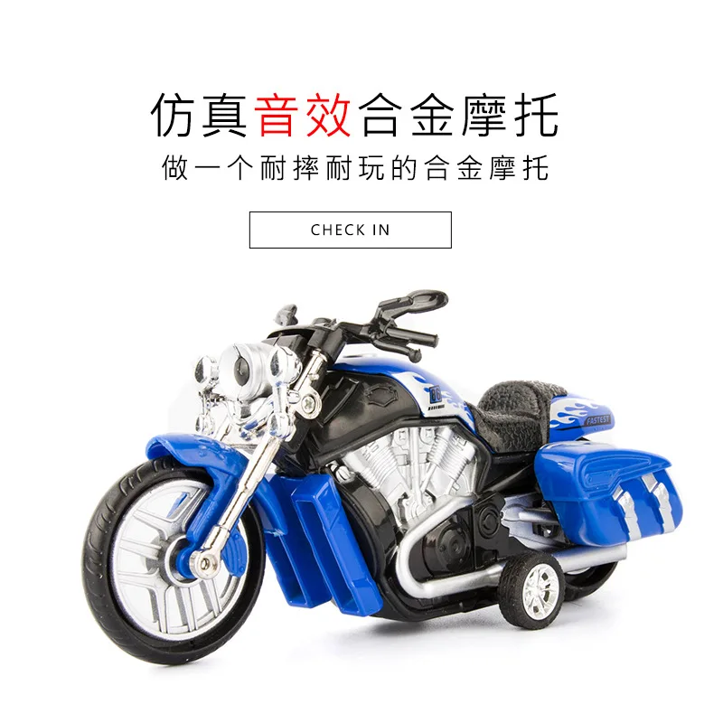1:16 Diecast Motorcycle Model Simulation Sound Light Pull Back Men Racing Police Car Models Kids Toys Motorcycle Collection Gift - Цвет: Racing Car-Blue