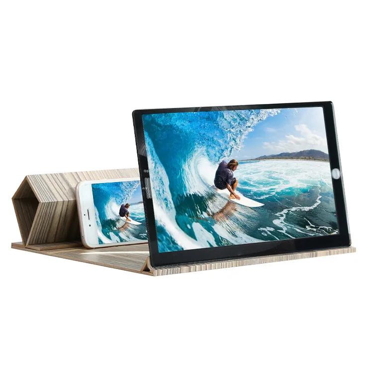 

12 Inch Diamond Wood Grain Magnifying Glass 6D High Definition Magnifying Glass Mobile Phone Lazy Stand Magnifying Glass 3X 4X