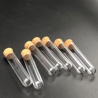50pcs 12x60mm lab clear plastic test tubes with corks stoppers caps wedding favor gift tube laboratory school experiment