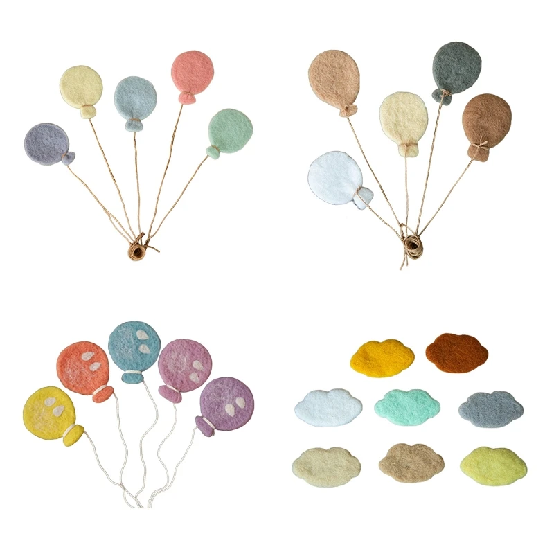 Globo de fieltro de lana para beb&eacute;, decoraciones de nubes, accesorios para fotograf&iacute;a infantil-0
