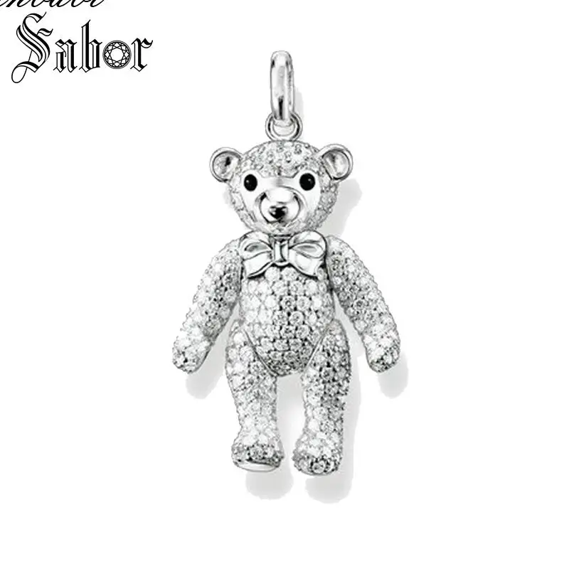 Кулон медведь Тедди серебряный цвет для женщин новый милый подарок ювелирные