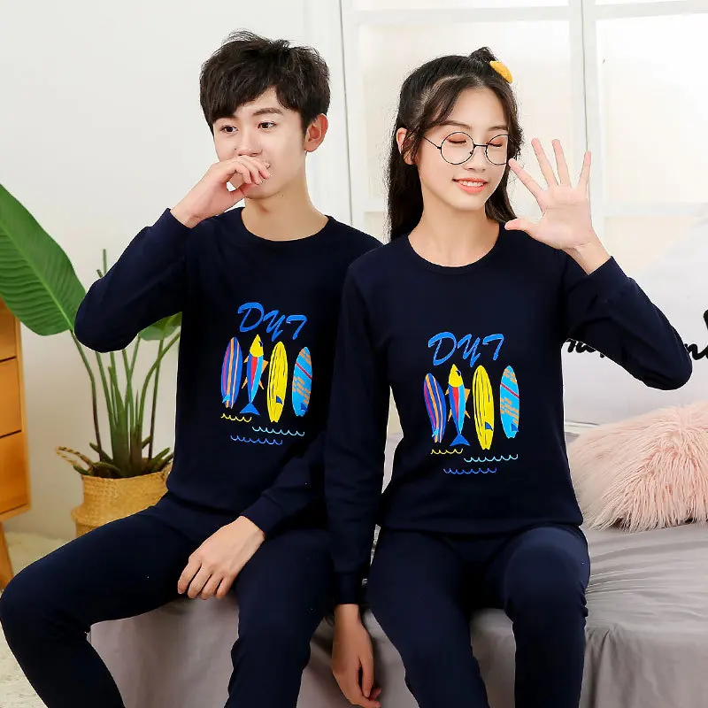 

Teens Pajamas Cartoon Boys Sleepwear Autumn Long Sleeve Cotton Pyjamas Kids Clothes Set Big Girl Nightwear Homewear Child Pijama