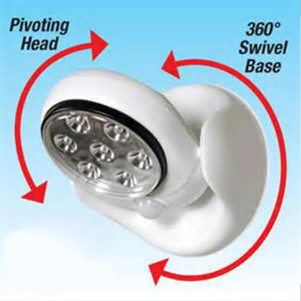

7LED Wall 360 Degree PIR Door Shed Night Automatic Security Cordless Cupboard Motion Sensor Light