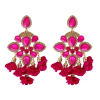 european and american fashion big earrings tassel flower drop earrings woman statement luxury earrings hot jewelry wholesale