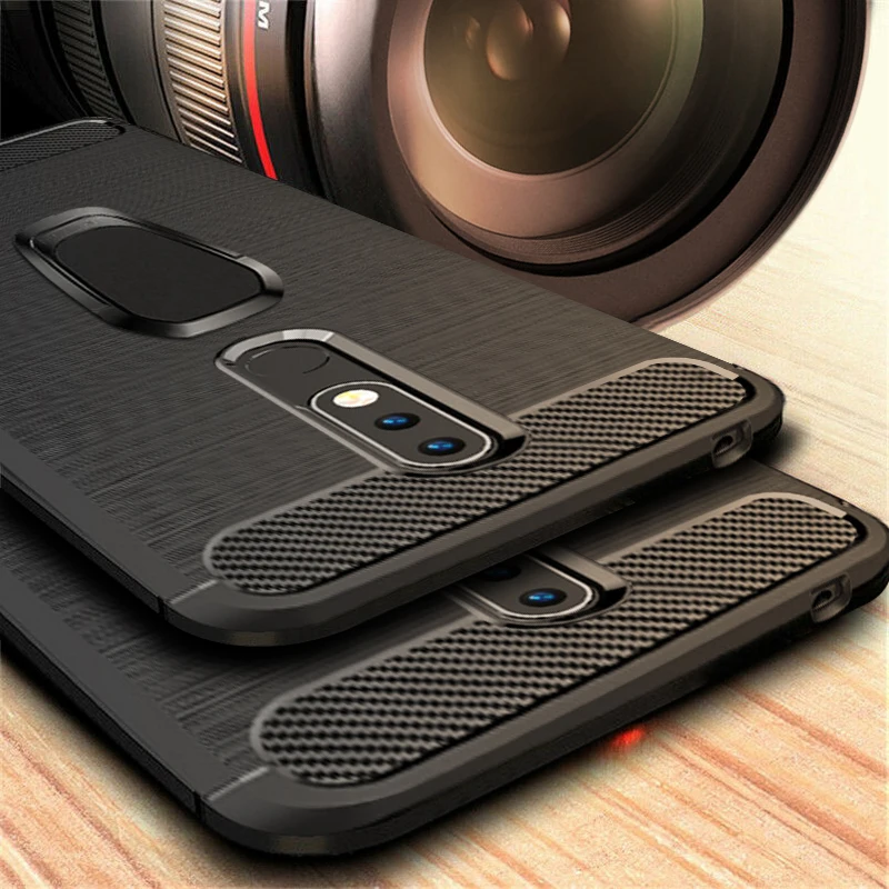 Корпус из углеродного волокна для Nokia 2,2 3,2 6,2 4,2 9 Pureview 7,1 3,1 5,1 6,1 7 Plus 6 2018X6X5X71 телефонные чехлы с кольцом-держателем крышки