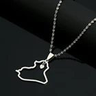 Цепочка Из Нержавеющей Стали с подвеской в виде сердца, карты Ирака, серебряного цвета, карта Ирака, ювелирные изделия