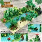 Классическая Базовая пластина в тропическом лесу, животное, джунгли, цветы, деревья, строительные блоки, Совместимые Кирпичи, игрушки