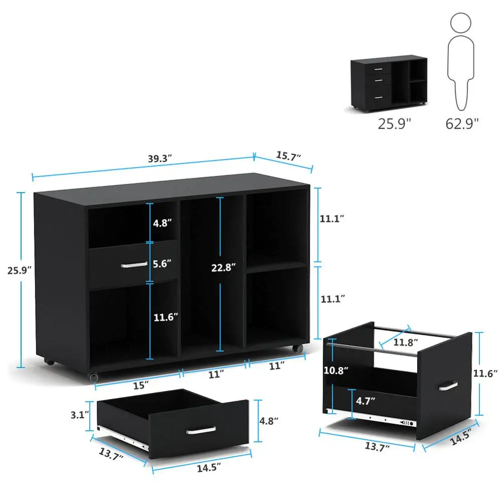 Деревянные Большие современные 3 ящика шкафы с открытыми полками для хранения 39