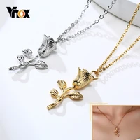 vnox rose necklace for womenvivid 3d flower pendantstainless steel metal jewelrycute elegant lady party accessory gift