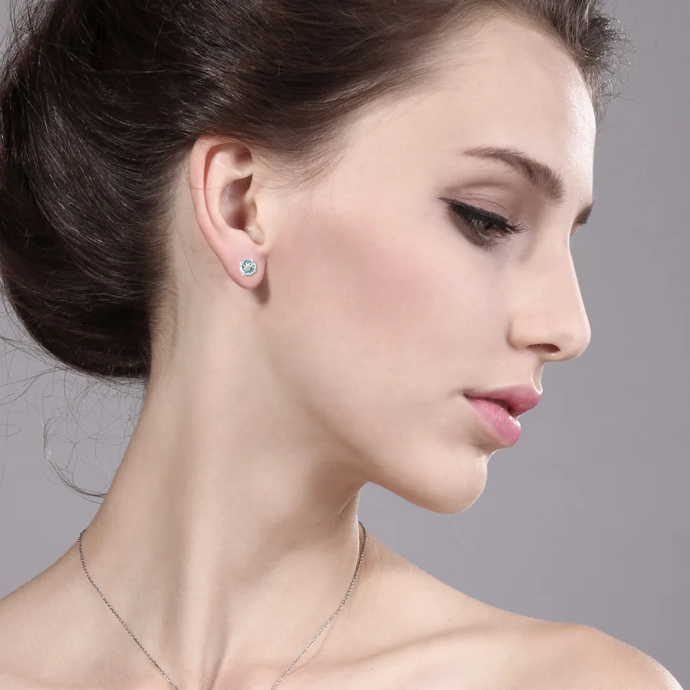 GemStoneKing женские 925 пробы серебряные серьги, камень по месяцу рождения, 5 мм, натуральный голубой топаз, круглые серьги-гвоздики