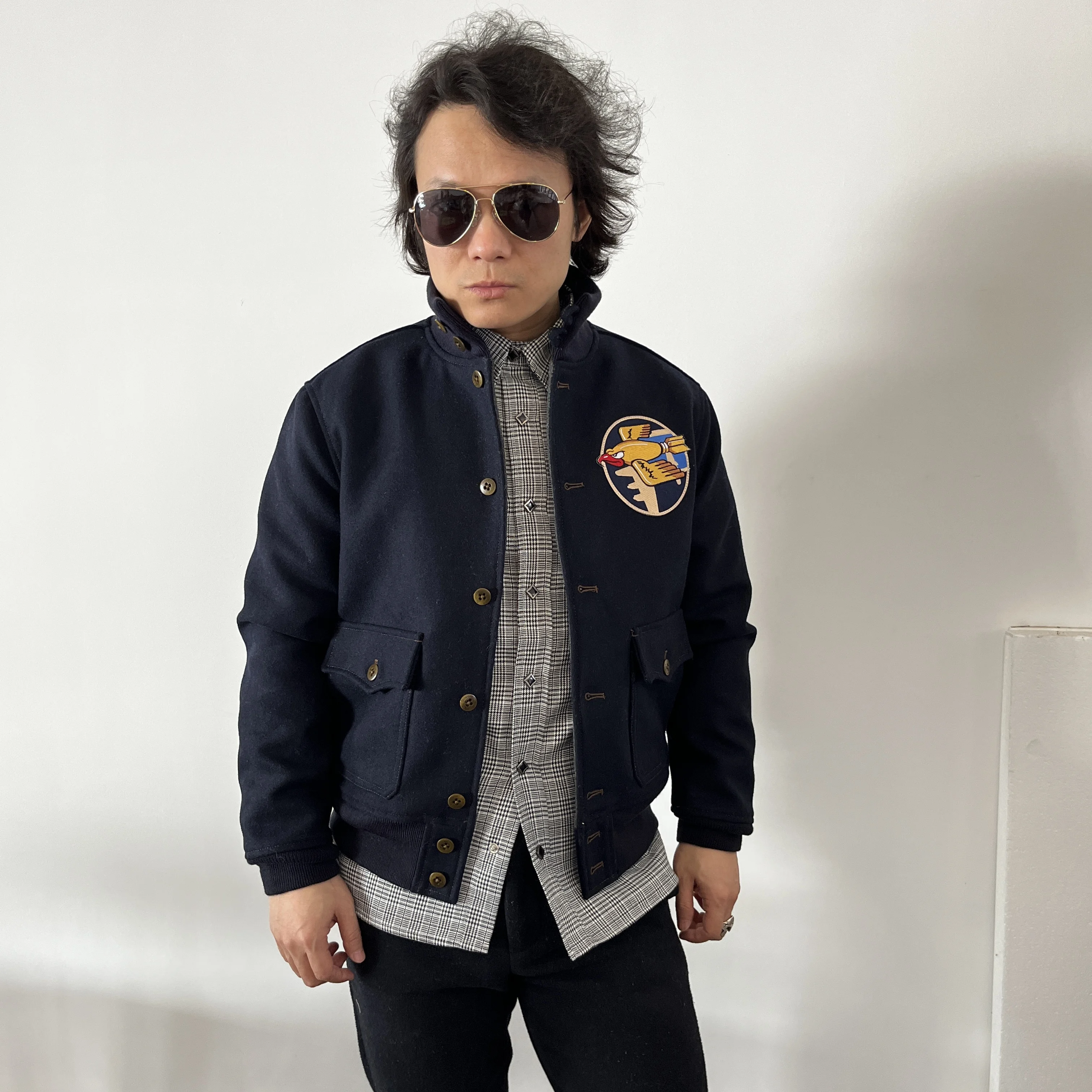 

21W34 RockCanRoll US Big European Size Washed Hand-Made Vintage Super Heavy Wool Casual Stylish Jacket