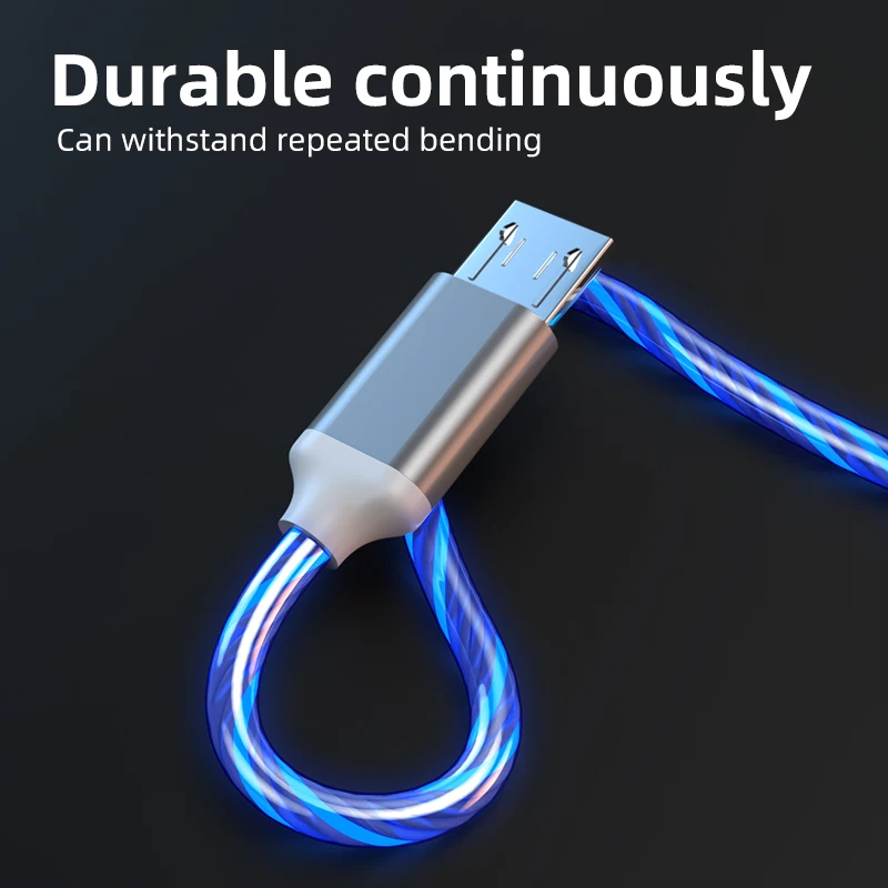 led lights usb micro cable 3a fast charging data cable for samsung xiaomi htc oppo mobile phone accessories charger usb cable free global shipping