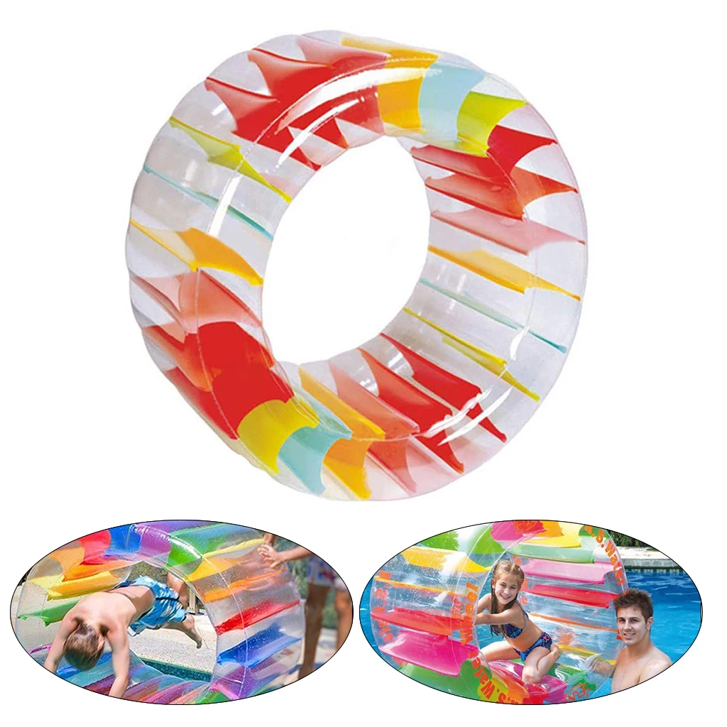 Kids Colorful Inflatable Water Wheel Roller Float 39inch Giant Roll Ball For Boys and Girls Summer Beach Swimming Pool Toys