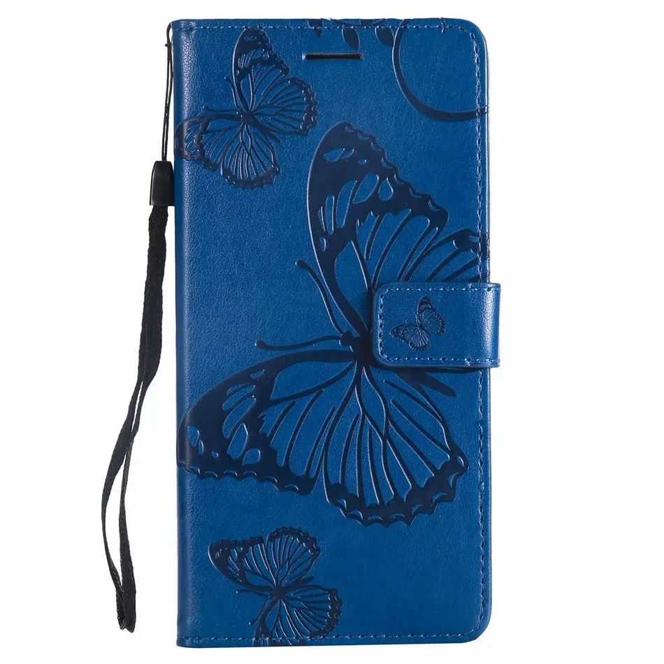 Blue Кожаные чехлы с бабочкой для Apple iPhone 11 Pro Max 5 5S SE 6 6S 7 8 Plus XR X XS Max откидные чехлы с подставкой DP06F - Цвет: Blue