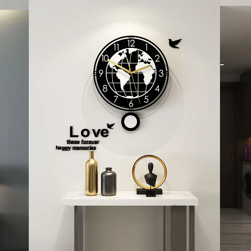 Новые MEISD акриловые Swingable World Map Earth круглые настенные часы современный дизайн