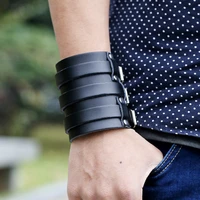 hot accessories unisex casual punk wide leather bracelets black bracelet retro fashion mens leather bangle gifts