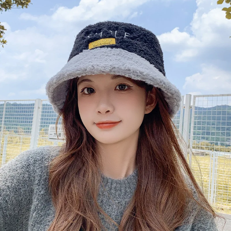 

Winter Hat Ladies Korean Wild Fisherman Hat Outdoor Plus Velvet Ear Protection Bucket Hat Cute Basin Hat Winter Panama Hat