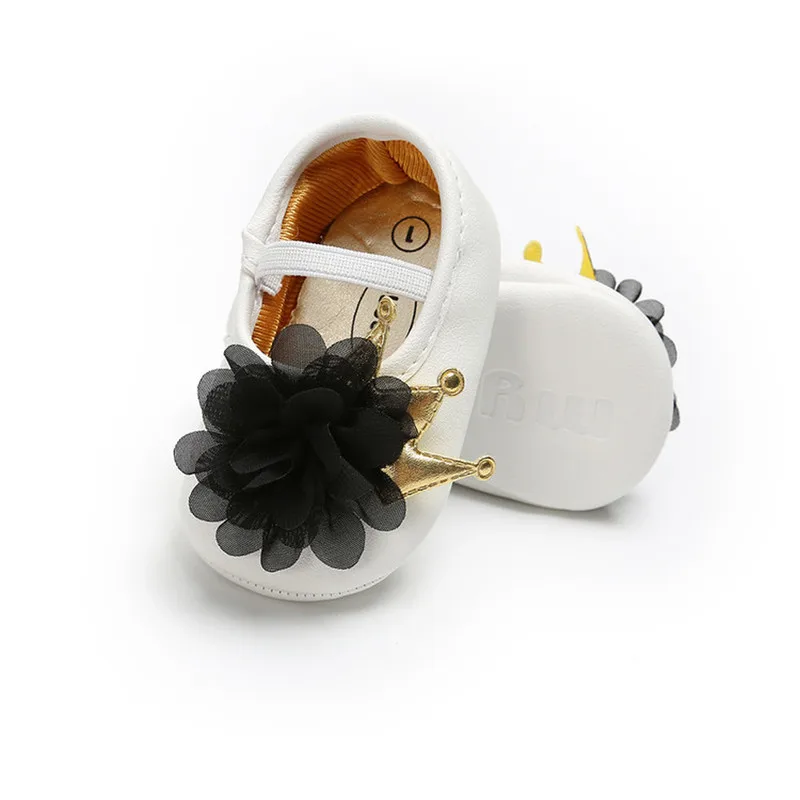 Обувь для новорожденных маленьких девочек Кружевная корона с цветочным рисунком