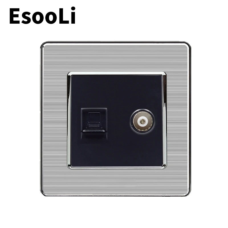 EsooLi 2 банды RJ45 Интернет-данных компьютерный разъем CAT7 с женским ТВ розетка из