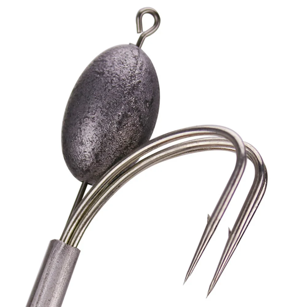 

2Pcs Folding Fishing Hooks Three Anchors Hook with Sinker Fishing Accessory Fishing Tackle (Silver)