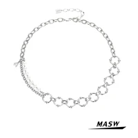 masw original one layer choker necklace popular style natural freshwater pearls round circle chain necklace women jewelry gifts