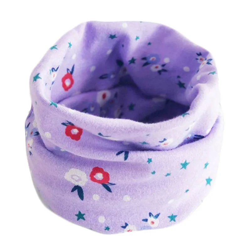 purple flower Хлопковый шарф для малышей; сезон осень-зима; Детские теплые шарфы; воротники для малышей; шарф с круглым вырезом для девочек; Весенний Детский шарф с животными и героями мультфильмов для мальчиков - Цвет: purple flower