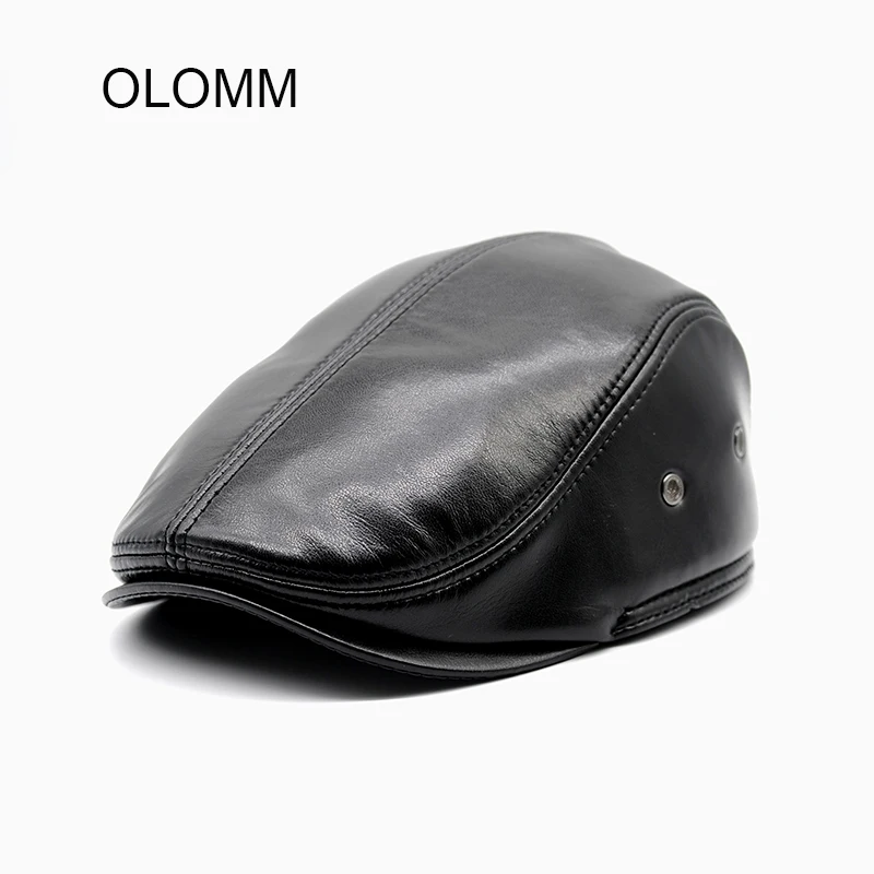 Мужская кожаная бейсболка новый стиль берет из овечьей кожи ремешок газетчика