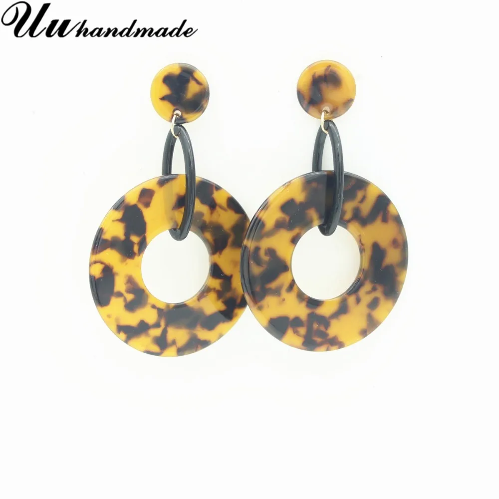 Leopard Pattern Chunky Round Shape Acylic Drop Earrings Tortoise Shell Eer Jewelry | Украшения и аксессуары