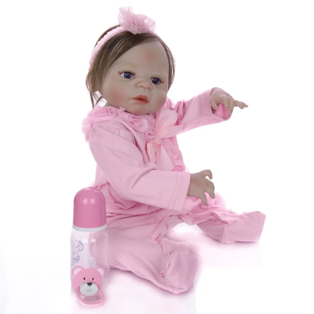 Коричневые/голубые глаза для 55-57 см Кукла реборн гладкие укорененные волосы