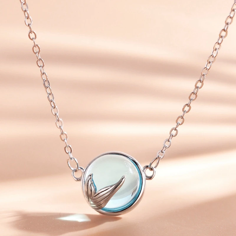 

Mermaid Foam Necklace Blue Mermaid Necklace Clavicle Chain Korean Short Clavicle Chain Simple Temperament