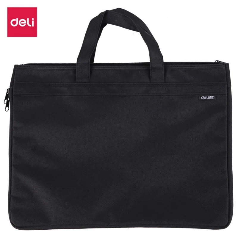 

Deli портфель, сумка для документов, прочная Портативная сумка для ноутбука, двухслойная деловая сумка на молнии