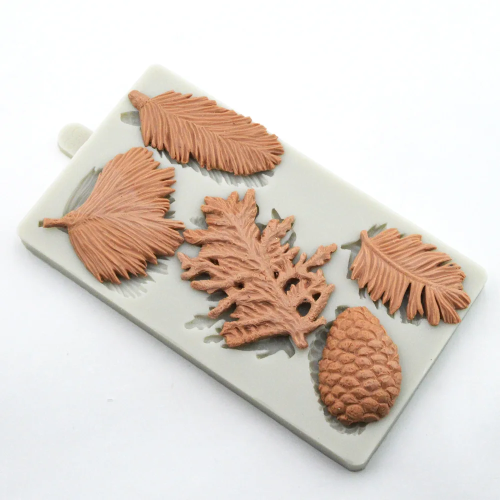 Новая Рождественская елка лист кедра конус сосны помадка торт силиконовая форма