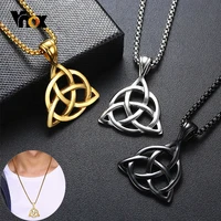 vnox viking celtic knot necklaces for men stainless steel triple knot pendants casual male jewelry with 24 box chain