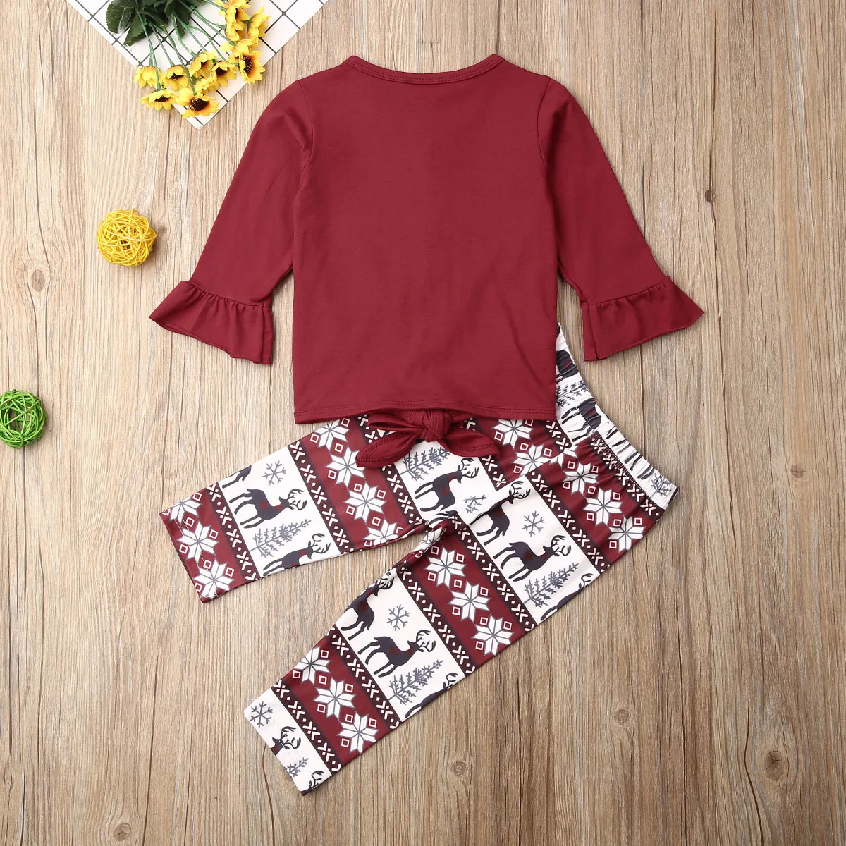 Рождественская Пижама 2019 Кардиган с длинным рукавом для маленьких девочек топ