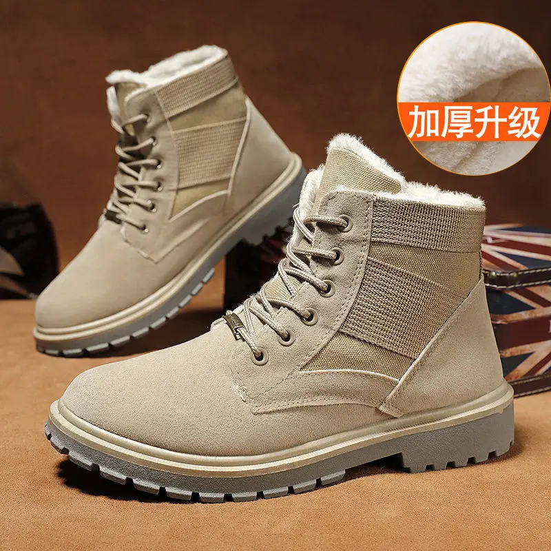

Ankle Boots Men Snow Boots Winter Warm Lace-up Men Shoes 2020 New Fashion Flock Plush Winter Boots Men Shoe