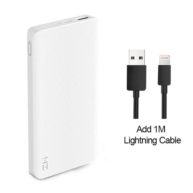 White Lighting Cable ZMI power Bank 10000 мАч Внешний аккумулятор Портативная зарядка Быстрая зарядка 2,0 Двусторонняя Быстрая зарядка для iPhone - Цвет: White Lighting Cable