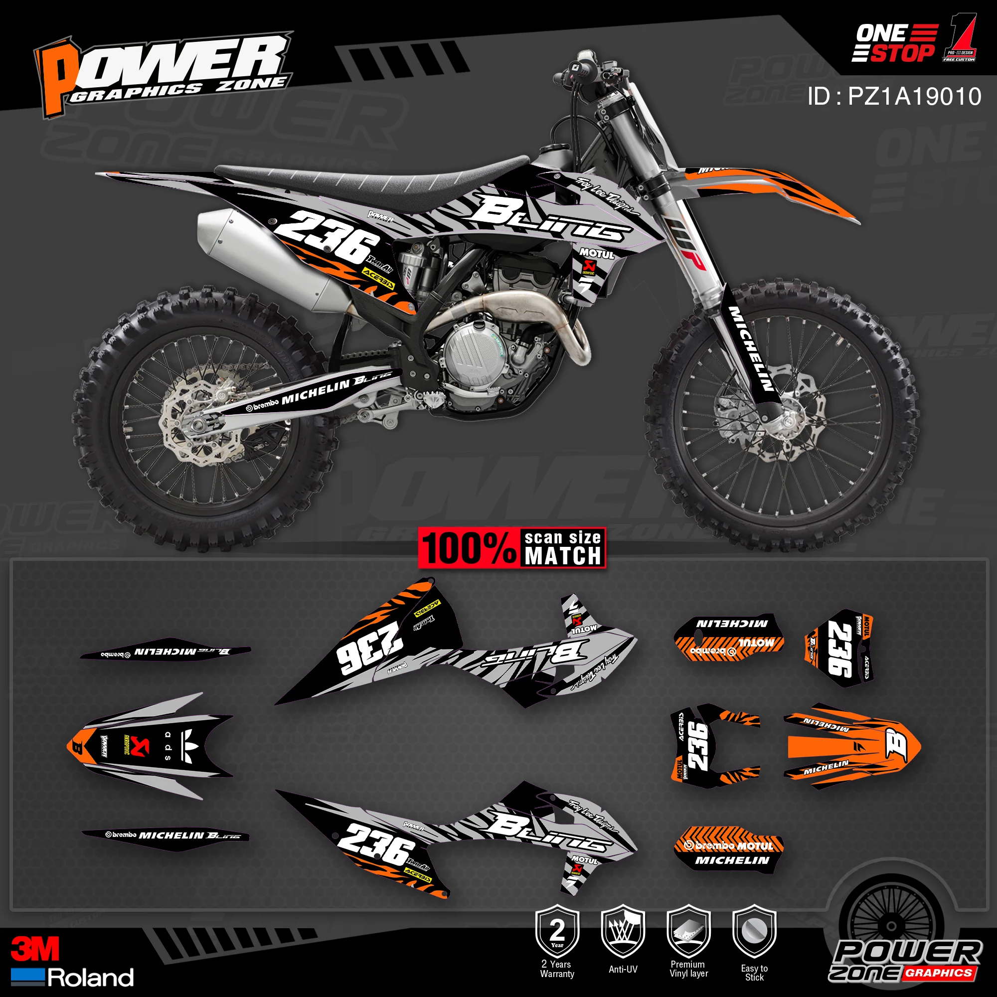 Персонализированные графические фоны PowerZone Team наклейки 3M Набор наклеек для KTM SX SXF
